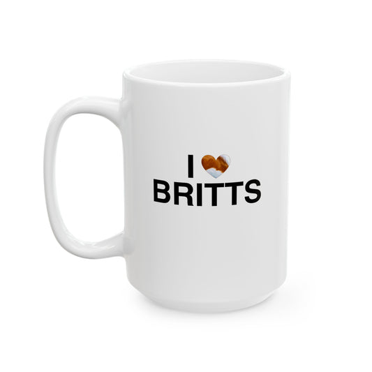 Brittany Spaniel Lovers' "I Heart Britts" Ceramic Mug (11oz, 15oz)